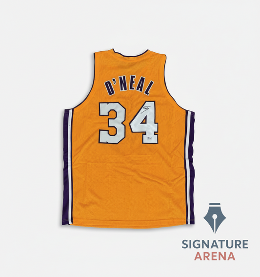 Shaquille O'neal Autographed Custom Display Jersey (Gold) — Authenticated by Beckett